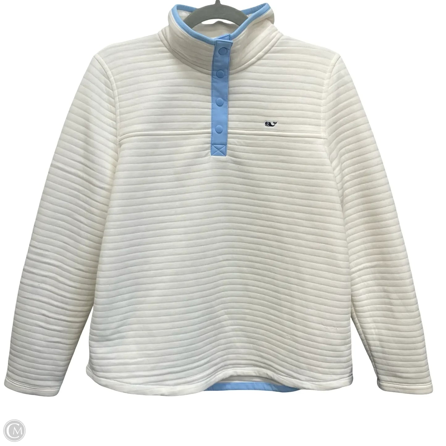 Athletic Top Long Sleeve Collar By Vineyard Vines In Blue & Cream, Size: M