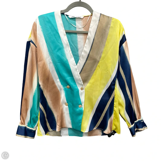 Blouse Long Sleeve By Zara In Multi-colored, Size: S