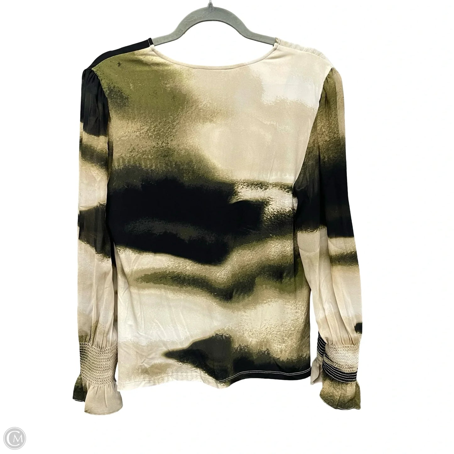 Blouse Long Sleeve By Calvin Klein In Black & Green, Size: S