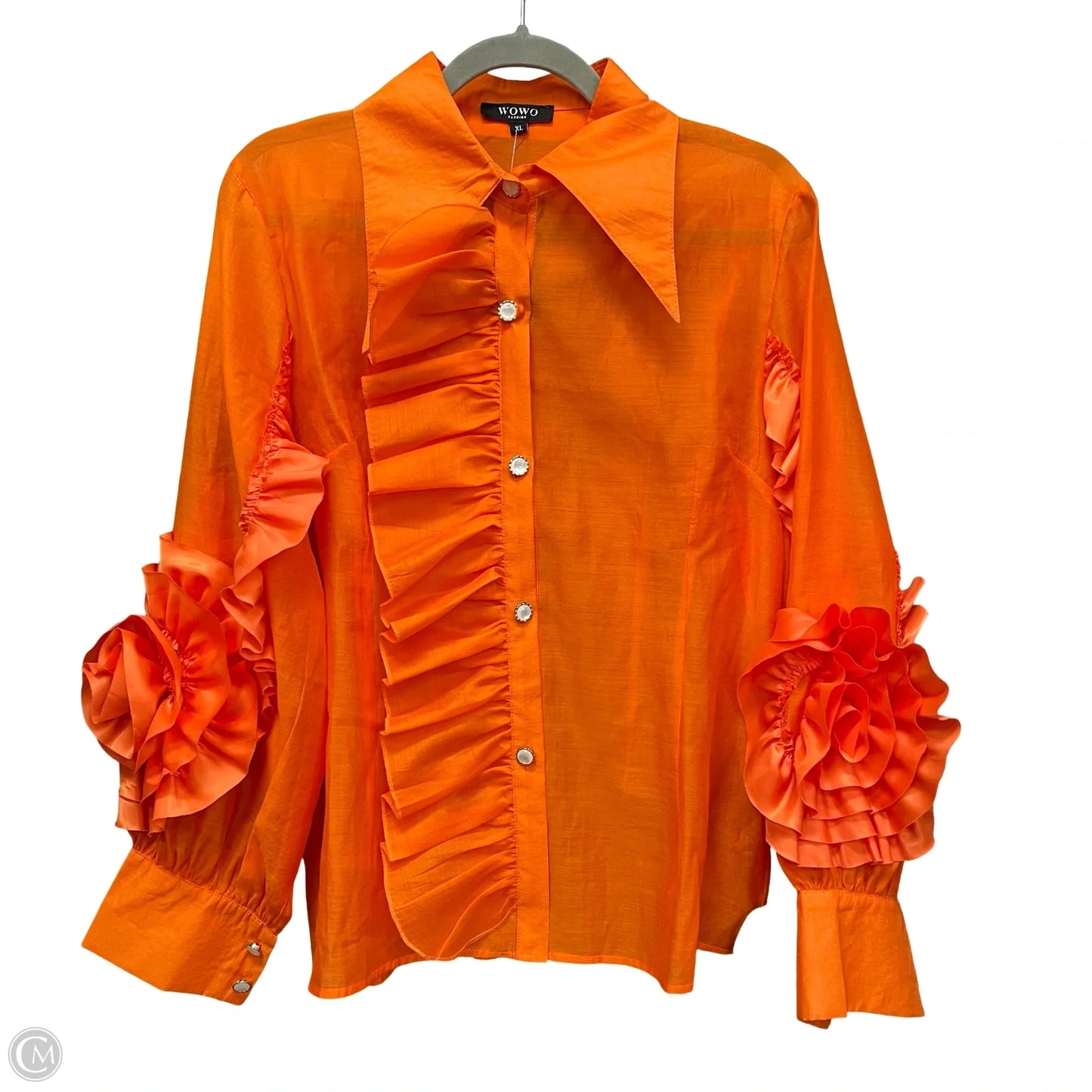 Blouse Long Sleeve By Cme In Orange, Size: Xl