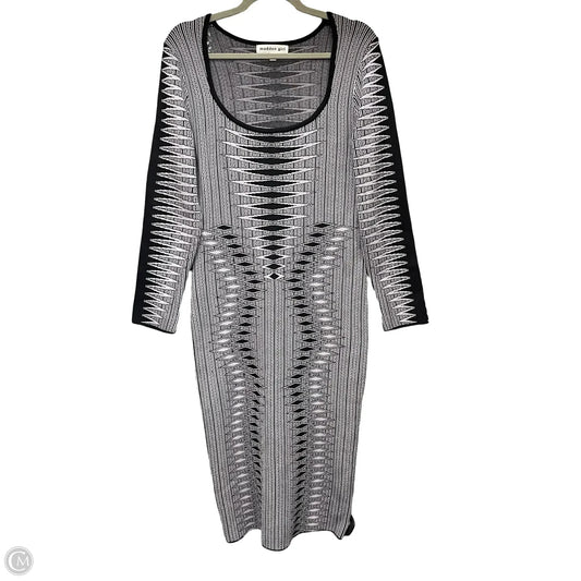 Dress Sweater By Madden Girl In Black & Grey, Size: L