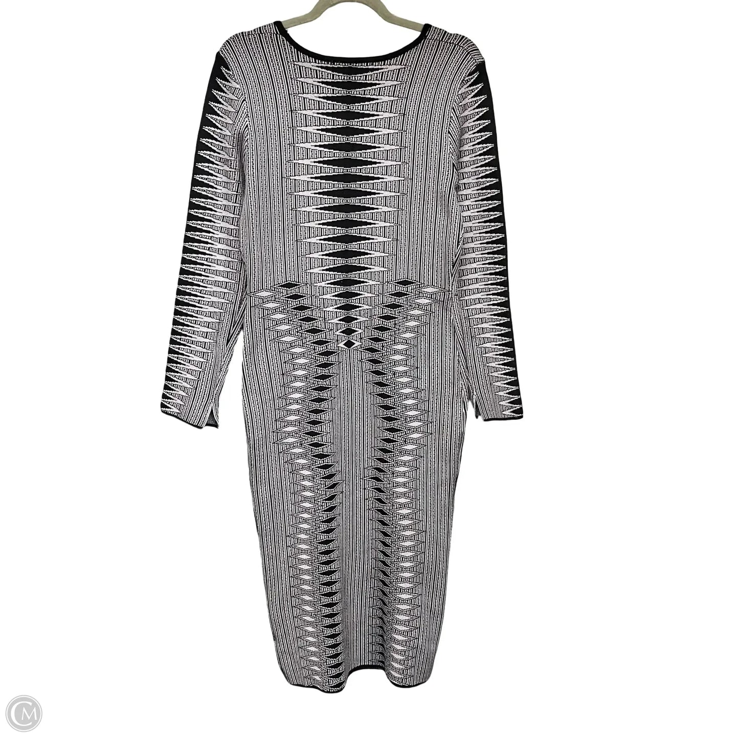Dress Sweater By Madden Girl In Black & Grey, Size: L