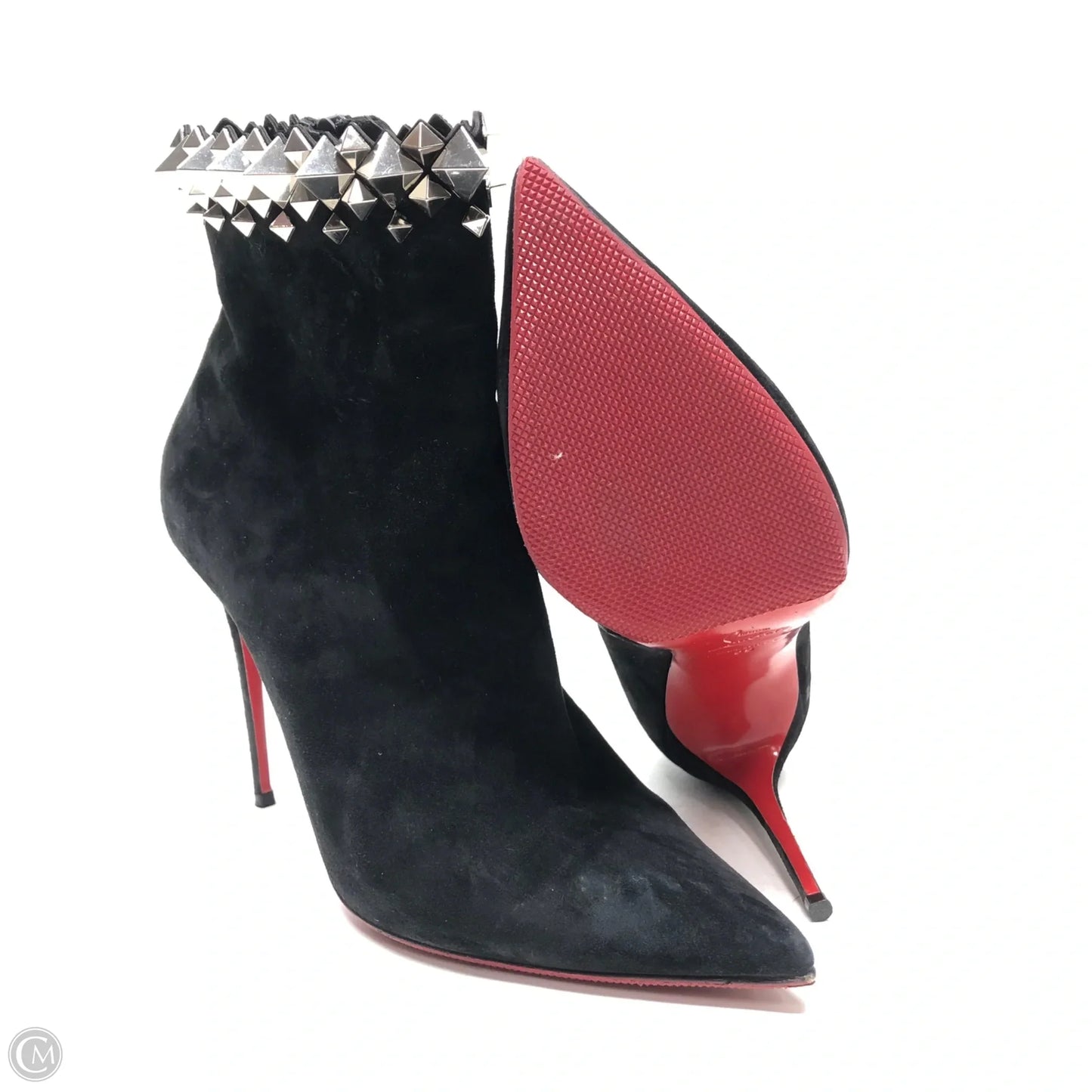 Boots Luxury Designer By Christian Louboutin In Black, Size: 8.5