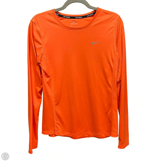 Athletic Top Long Sleeve Crewneck By Nike In Orange, Size: M