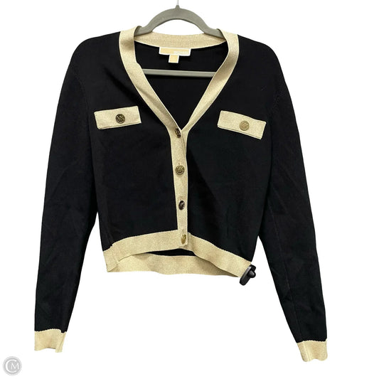 Sweater Cardigan By Michael By Michael Kors In Black & Gold, Size: S