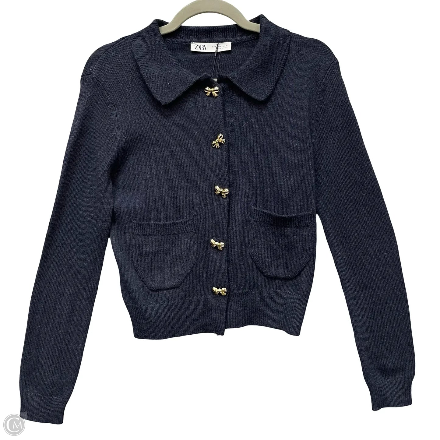Sweater Cardigan By Zara In Navy, Size: S