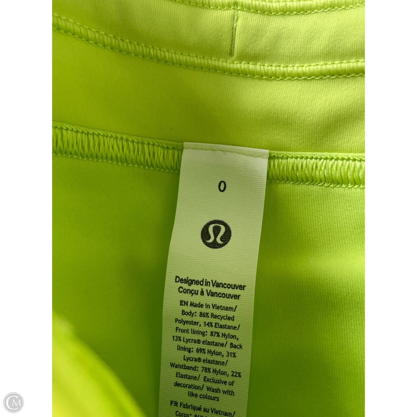 Athletic Skort By Lululemon In Chartreuse, Size: 0