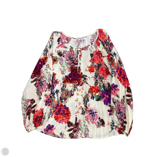 Top Long Sleeve By Andree By Unit In Floral Print, Size: 2x