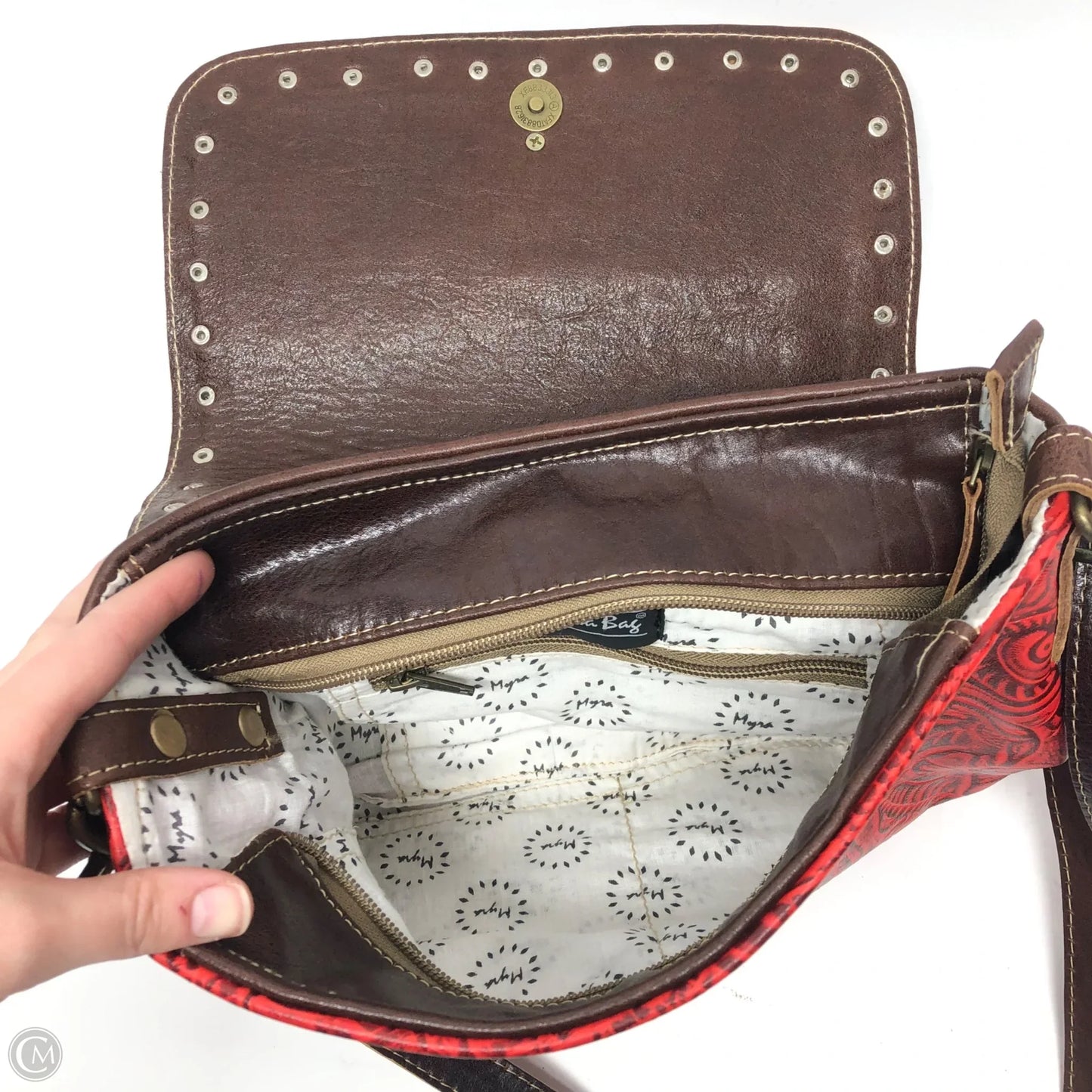 Crossbody Leather By Myra, Size: Large