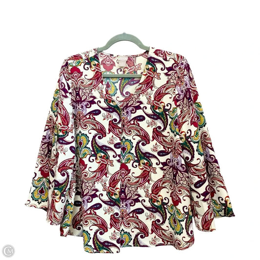 Blouse Long Sleeve By Chicos In Multi-colored, Size: S