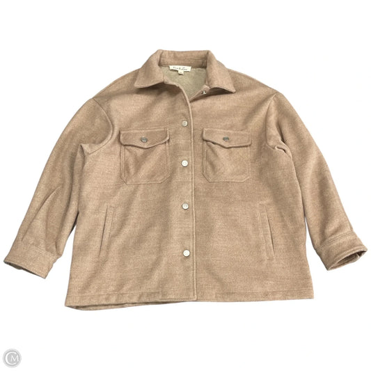 Jacket Shirt By Vine & Love In Tan, Size: L