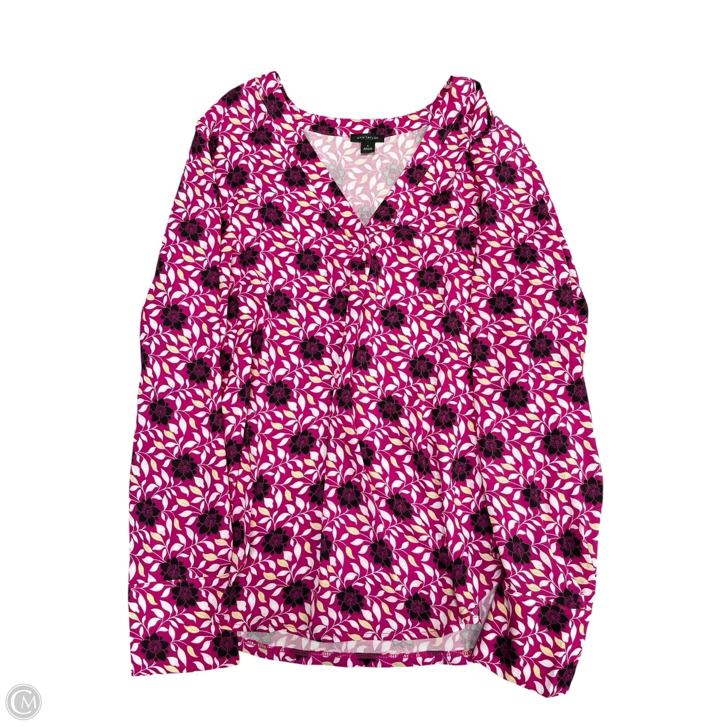 Blouse Long Sleeve By Ann Taylor In Pink & Purple, Size: S