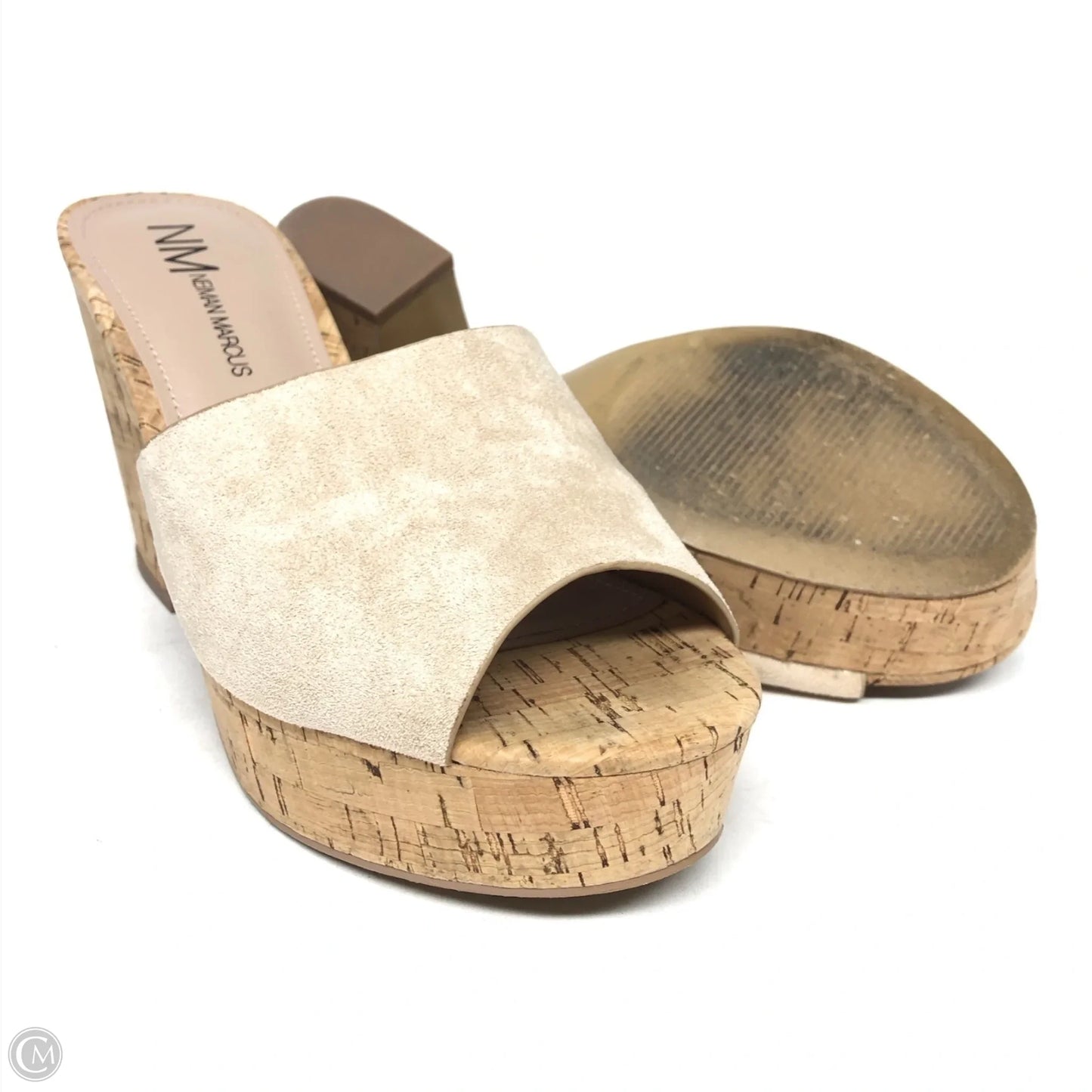 Sandals Designer By Neiman Marcus In Beige, Size: 8.5