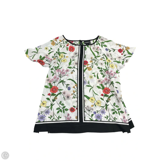 Blouse Short Sleeve By Liz Claiborne In Floral Print, Size: L