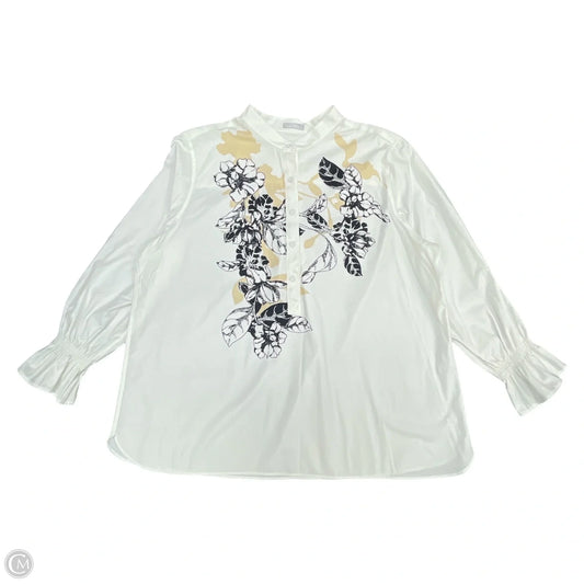 Top Long Sleeve By Chicos In White, Size: Xl