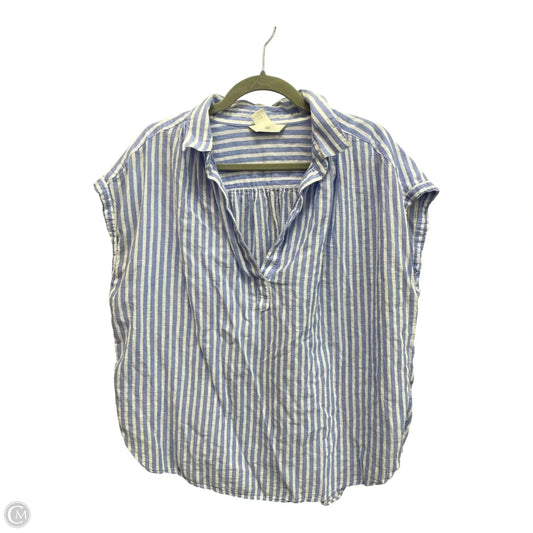 Top Short Sleeve By H&m In Blue & White, Size: L
