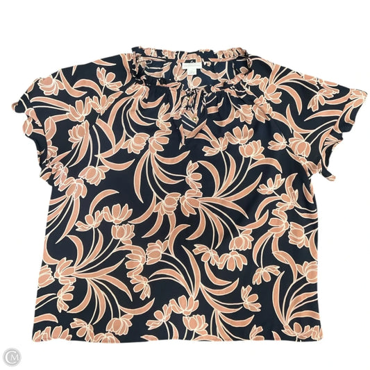 Blouse Short Sleeve By Liz Claiborne In Blue & Pink, Size: 1x