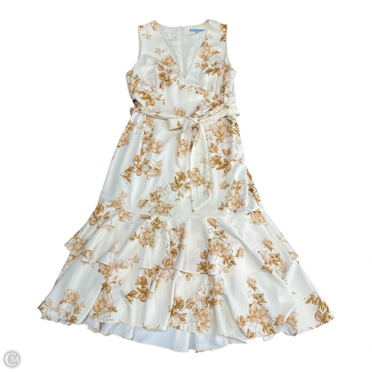 Dress Casual Midi By Antonio Melani In Brown & Cream, Size: 12