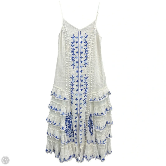 Dress Casual Midi By Cmc In Blue & White, Size: Xs