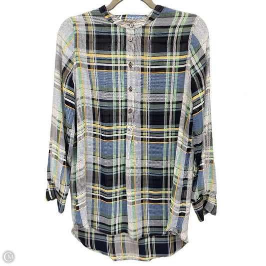 Blouse Long Sleeve By Vince Camuto In Plaid Pattern, Size: Xs