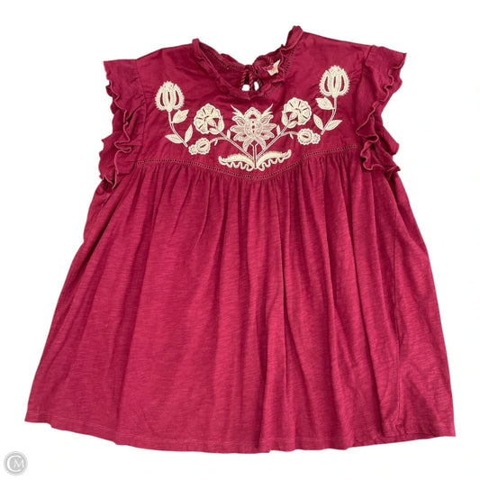 Tunic Short Sleeve By Knox Rose In Maroon, Size: L