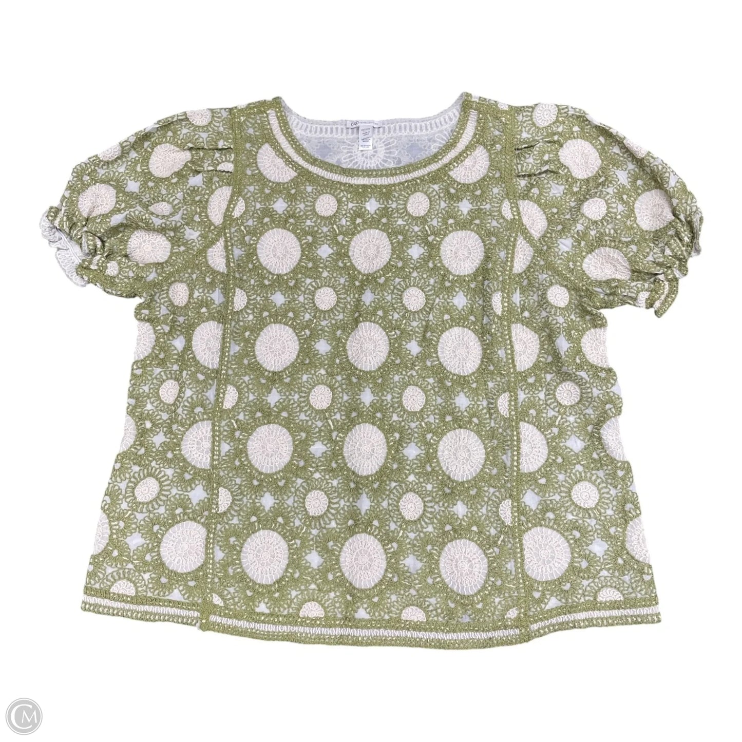 Top Short Sleeve By Cato In Green & Tan, Size: 1x