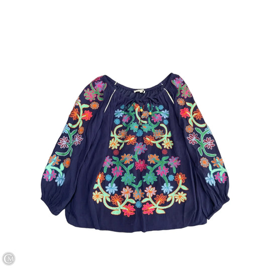 Top 3/4 Sleeve By John Mark In Navy, Size: S