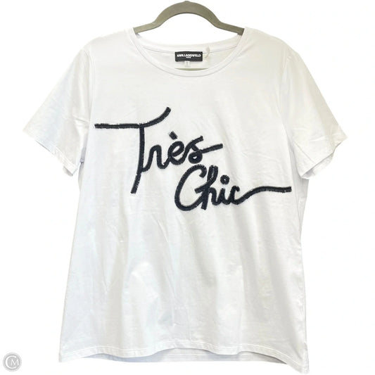 Top Short Sleeve Designer By Karl Lagerfeld In White, Size: M