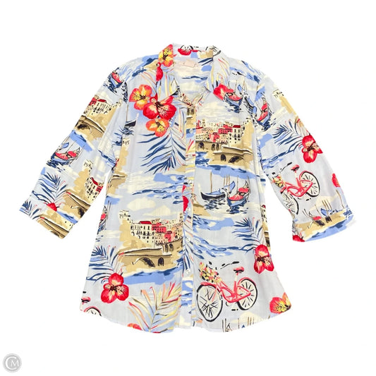 Top 3/4 Sleeve By Allison Daley In Blue, Size: S