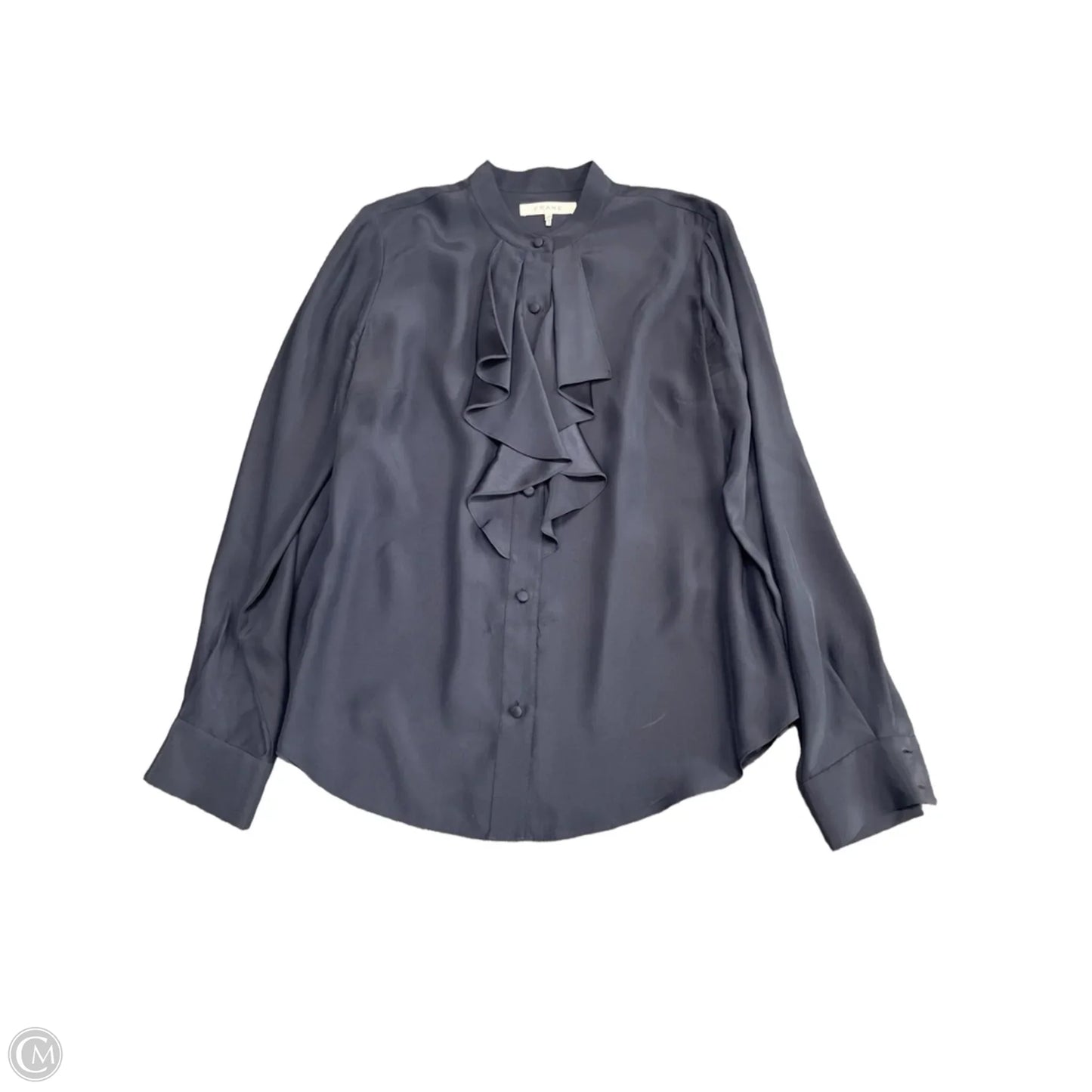 Blouse Long Sleeve By Frame In Navy, Size: S