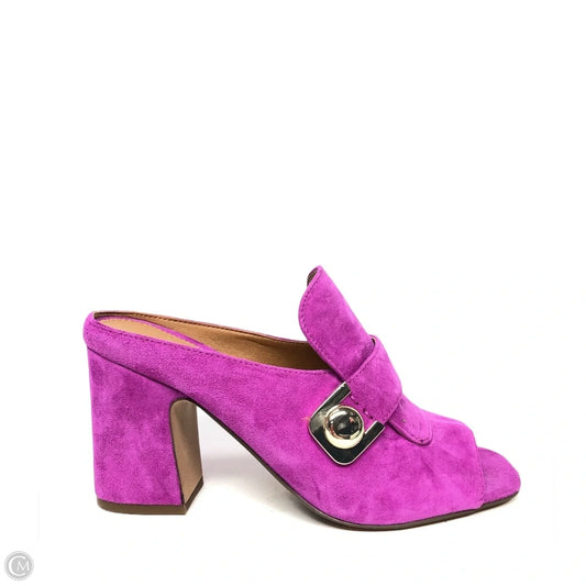Sandals Heels Block By Franco Sarto In Pink & Purple, Size: 6
