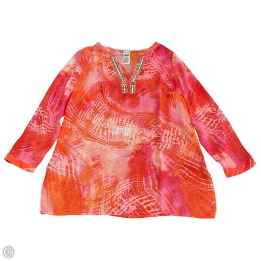 Swimwear Cover-up By Chicos In Orange & Pink, Size: L