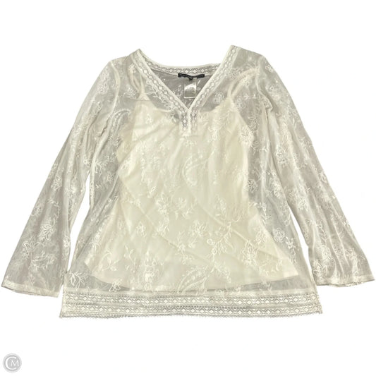 Tunic Long Sleeve By White House Black Market In Ivory, Size: L