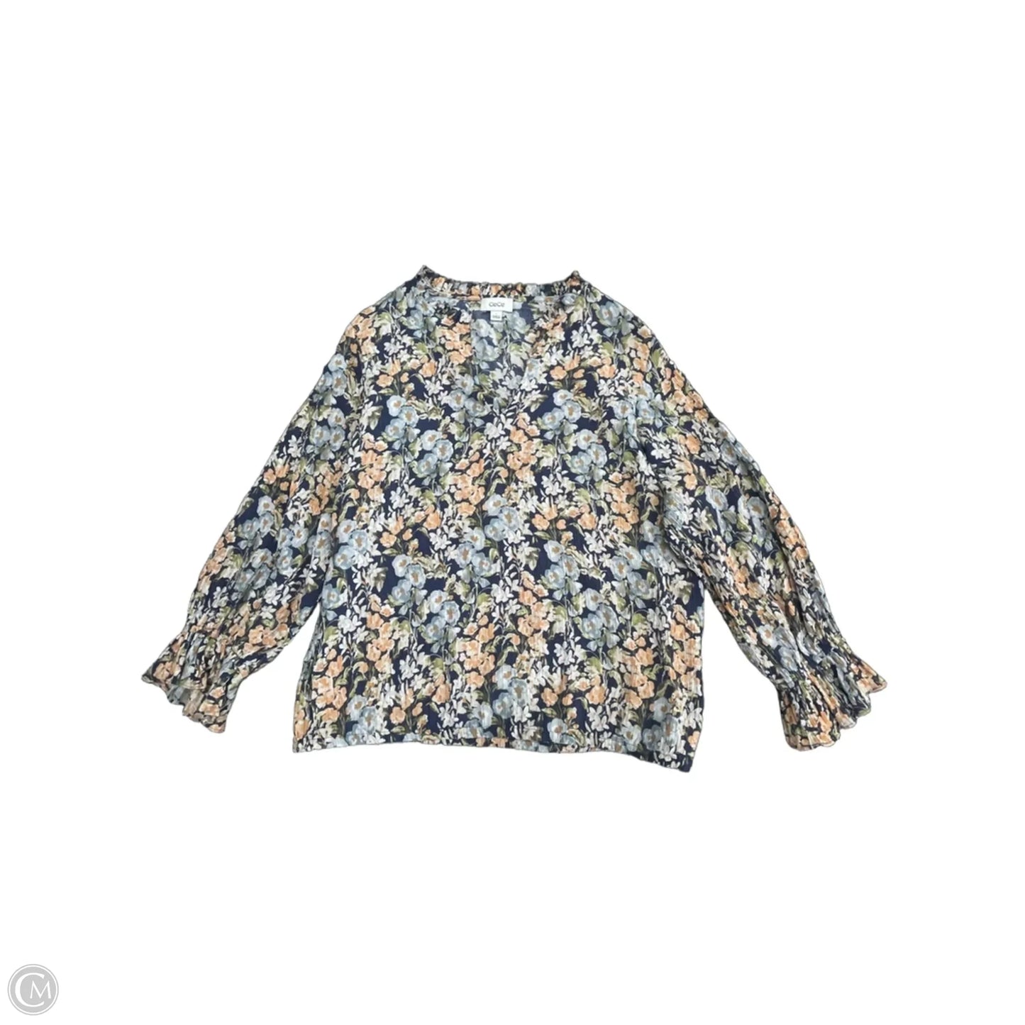 Blouse Long Sleeve By Cece In Floral Print, Size: L