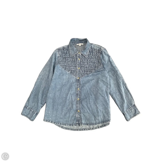 Top Long Sleeve By Solitaire In Blue, Size: L