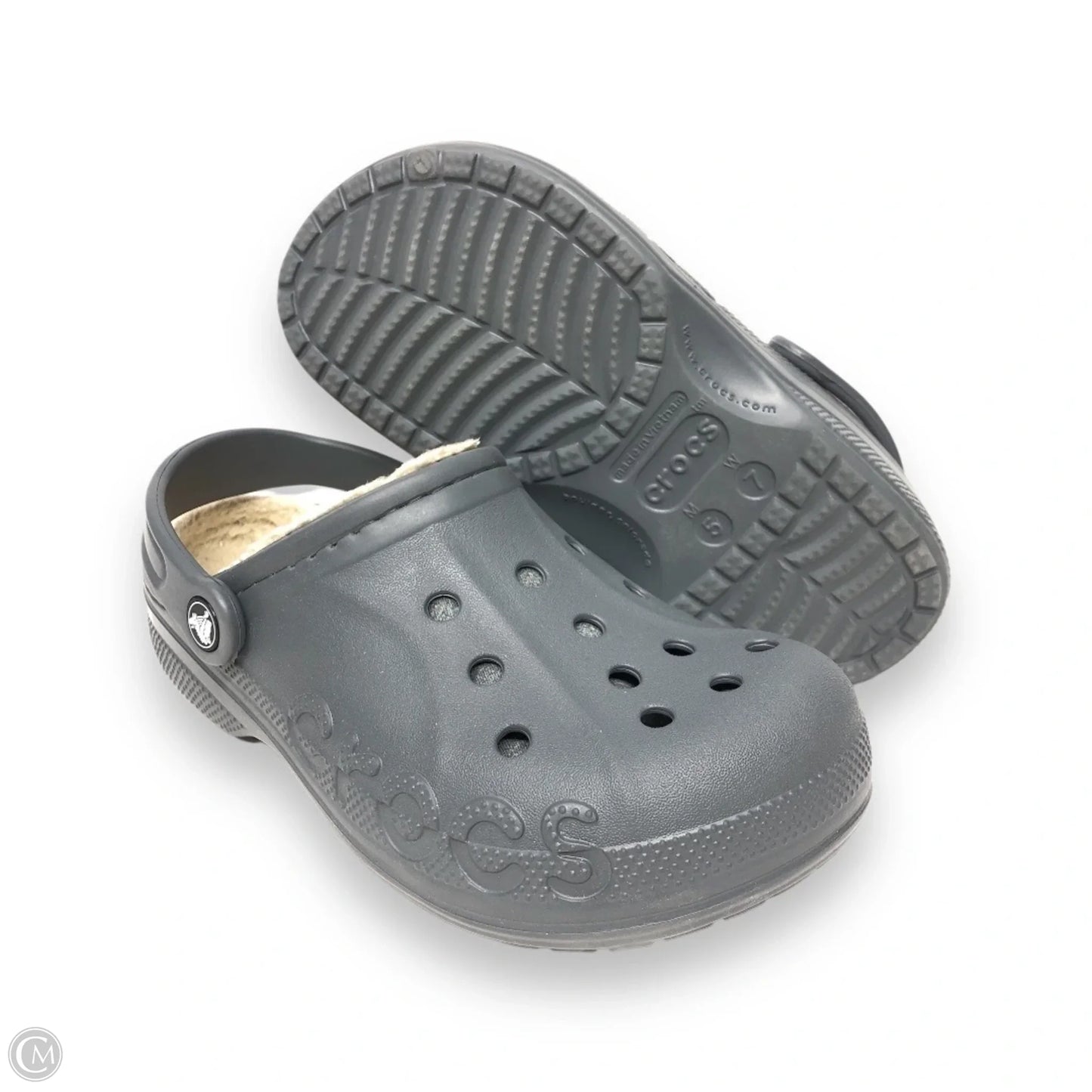 Shoes Flats By Crocs In Grey, Size: 7