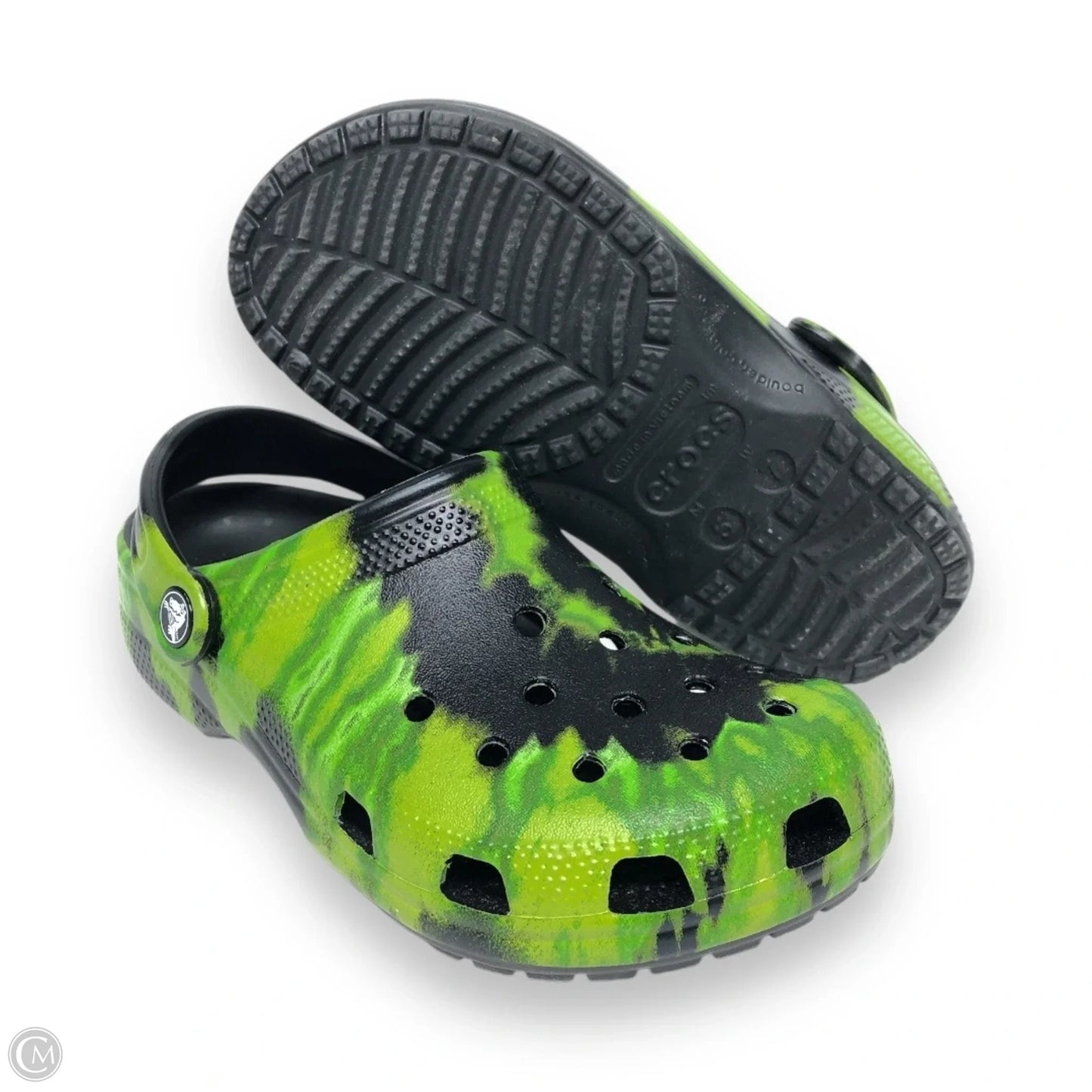 Shoes Flats By Crocs In Black & Green, Size: 7