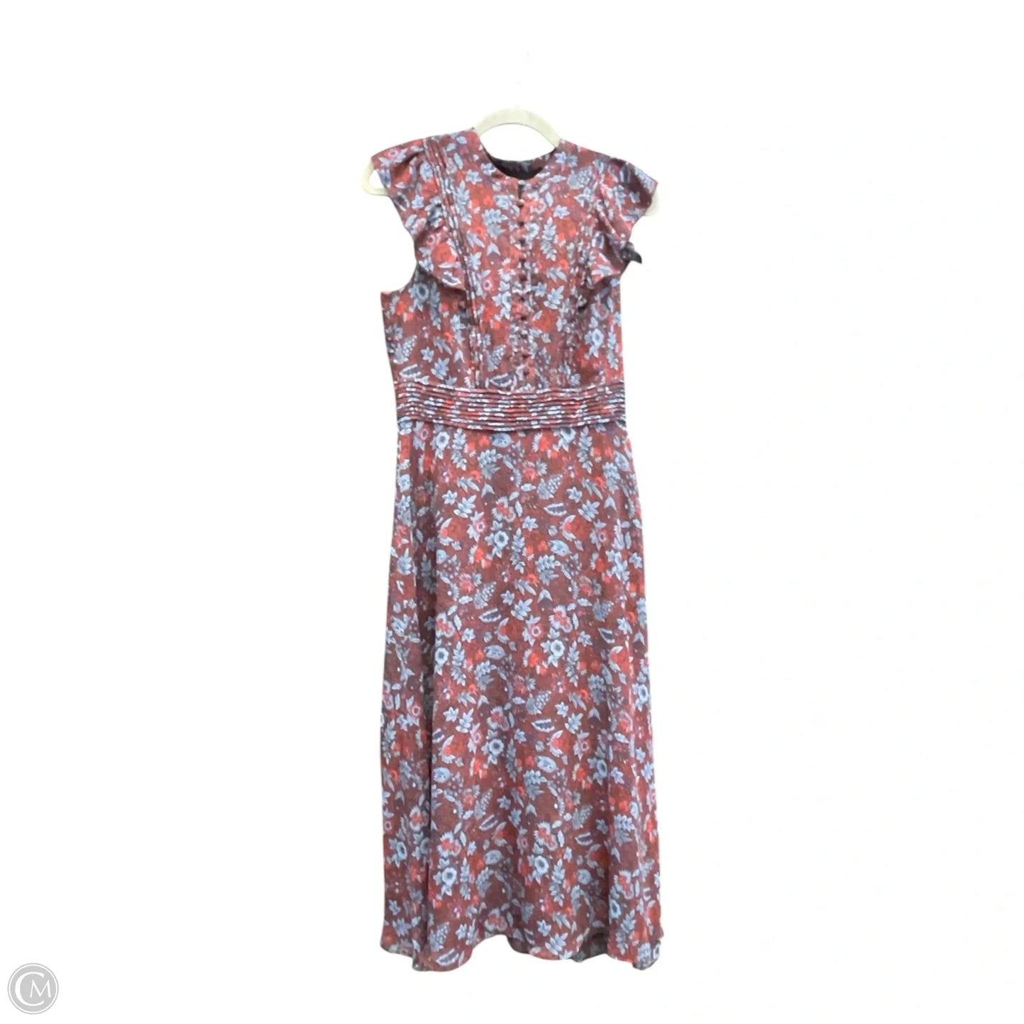 Dress Casual Midi By Banana Republic In Blue & Red, Size: 4