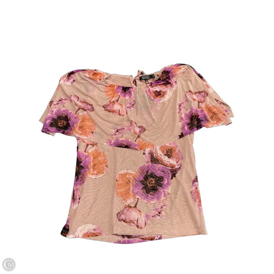Blouse Short Sleeve By Badgley Mischka In Floral Print, Size: M