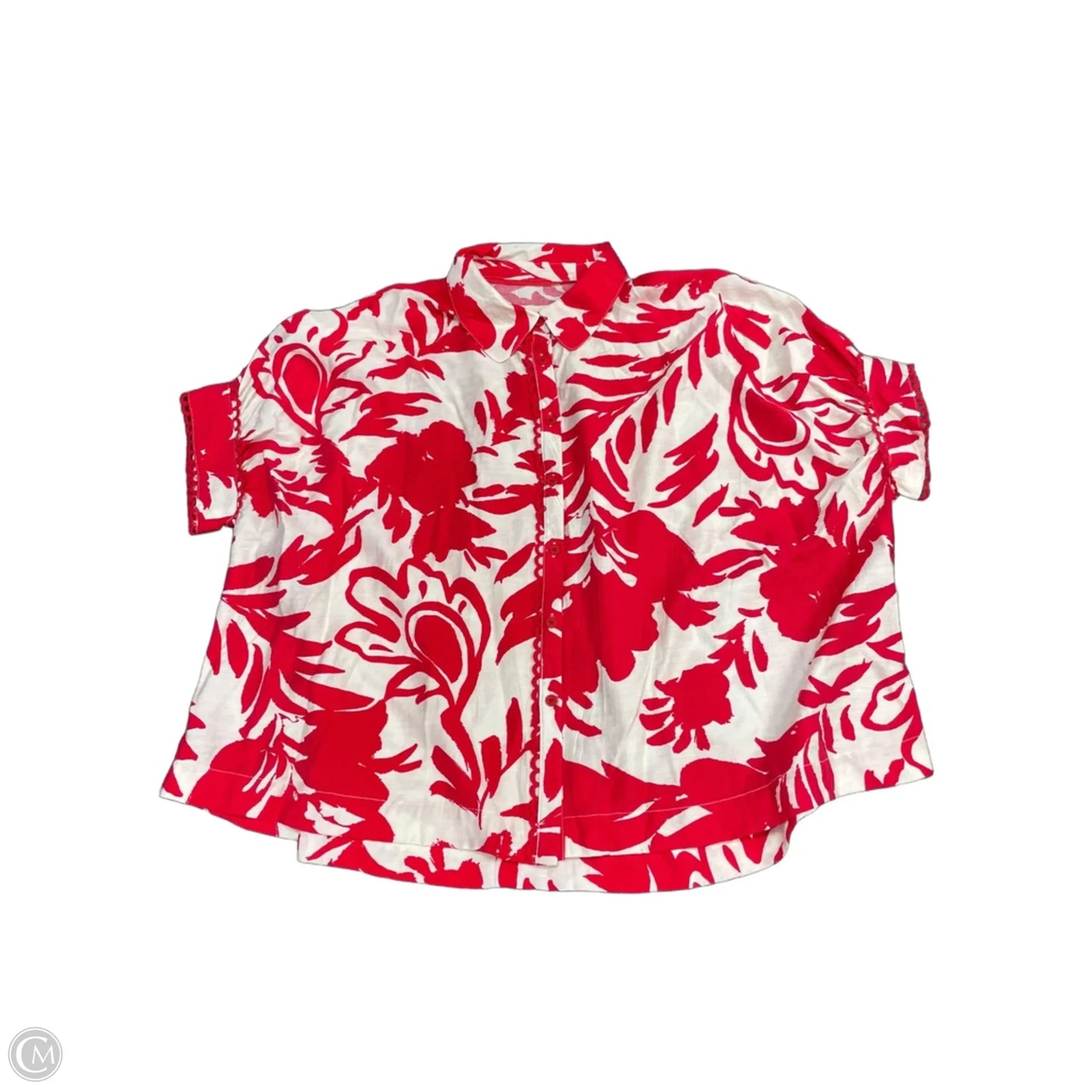 Tunic Short Sleeve By Umgee In Red & White, Size: M