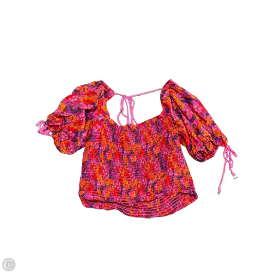 Blouse Short Sleeve By Free People In Geometric Pattern, Size: L