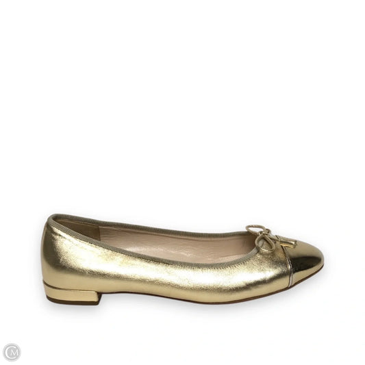 Shoes Luxury Designer By Prada In Gold, Size: 6