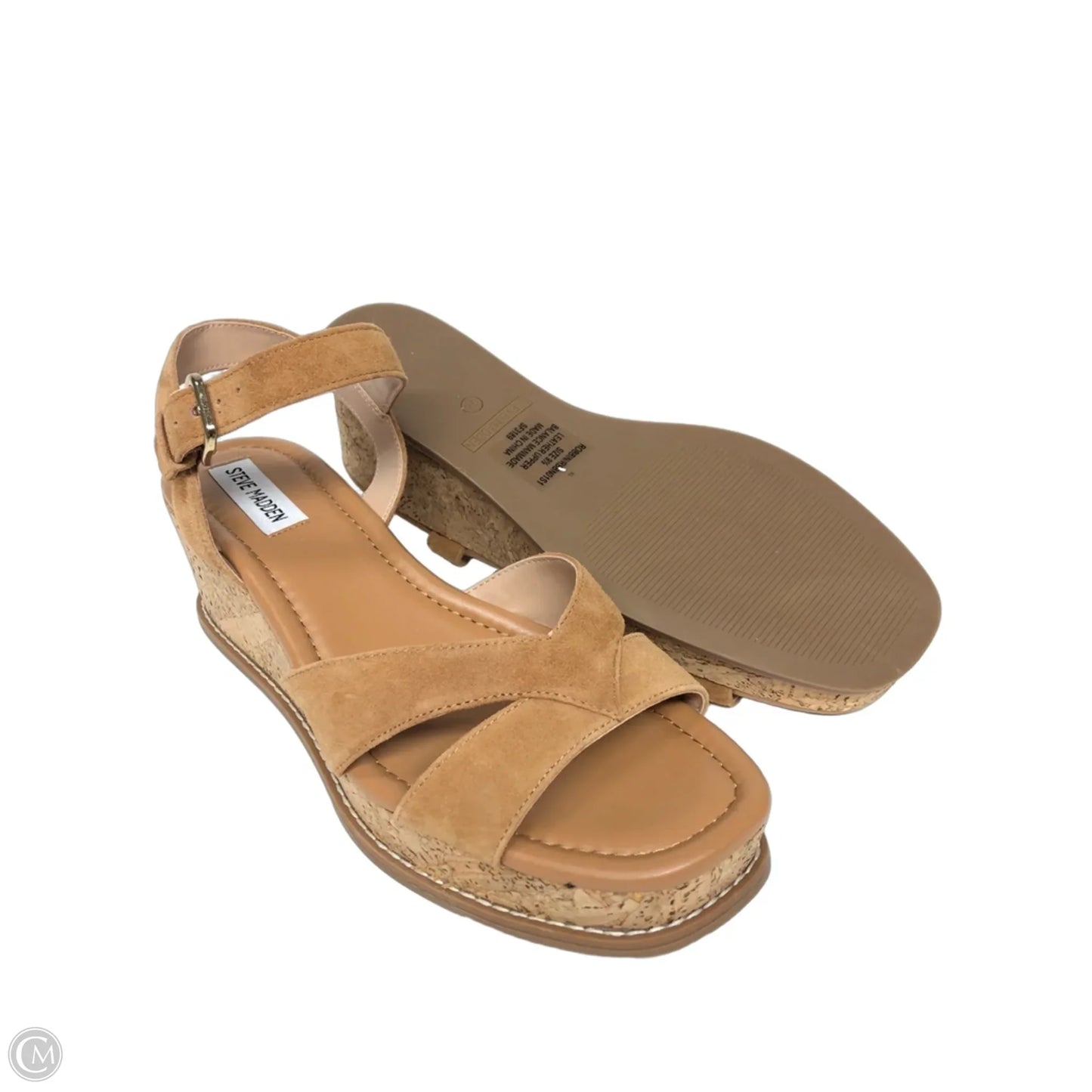 Sandals Heels Wedge By Steve Madden In Tan, Size: 9.5