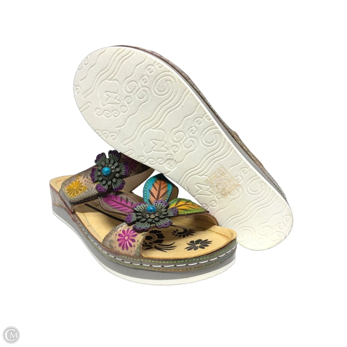Sandals Heels Wedge By Spring Step In Floral Print, Size: 6.5
