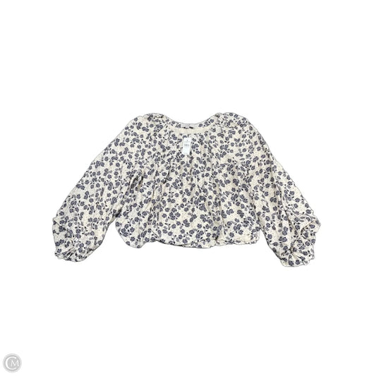 Blouse Long Sleeve By Loft In Blue & Cream, Size: L