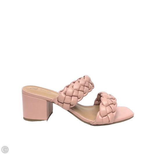 Sandals Heels Block By Time And Tru In Pink, Size: 10