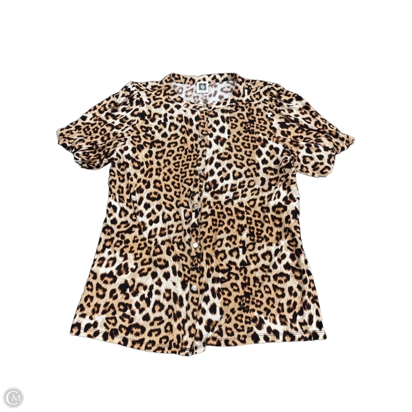 Top Short Sleeve By Anne Klein In Leopard Print, Size: L