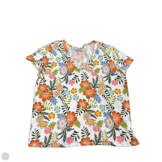 Top Short Sleeve Basic By Loft In Floral Print, Size: L