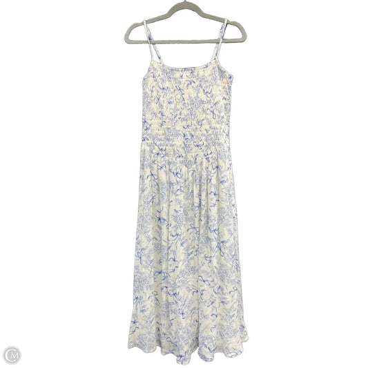 Dress Casual Midi By Cmc In Blue & White, Size: L