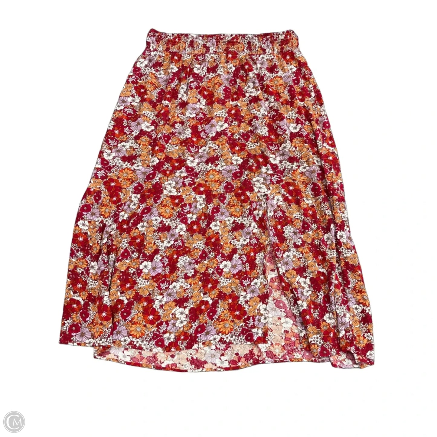 Skirt Midi By In Studio In Orange & Red, Size: Xl